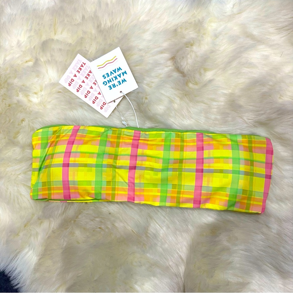 Dippin' Daisy's Pretty Plaid Euphoria Bikini Top NWT Bandeau swim pastel - Picture 3 of 7